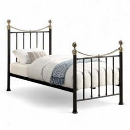 OAT Home Hampstead Traditional Black & Polished Brass Single Metal Bed Frame - thumbnail 7