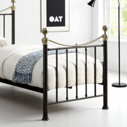 OAT Home Hampstead Traditional Black & Polished Brass Single Metal Bed Frame - thumbnail 4
