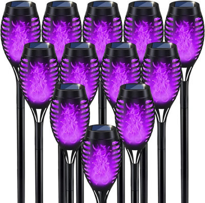 12-Pack Purple Solar Halloween Lights, Led Solar Flame Lights For Outdoor Yard, Patio, Garden Pathway Decor, Waterproof - image 1