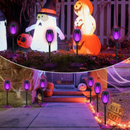 12-Pack Purple Solar Halloween Lights, Led Solar Flame Lights For Outdoor Yard, Patio, Garden Pathway Decor, Waterproof - thumbnail 6