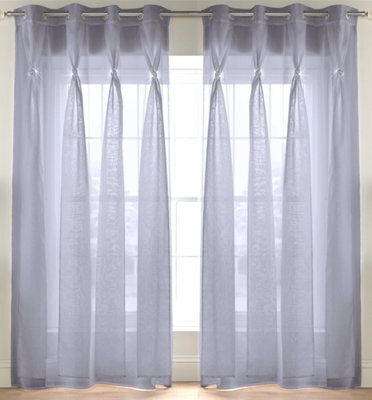 Luxury Living Linen Look Voile Ring Top Curtain Pair 147Cm X 229Cm Silver Grey - image 1