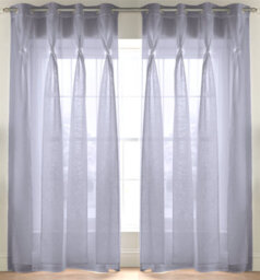 Luxury Living Linen Look Voile Ring Top Curtain Pair 147Cm X 229Cm Silver Grey