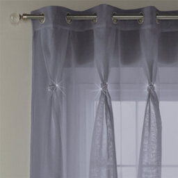 Luxury Living Linen Look Voile Ring Top Curtain Pair 147Cm X 229Cm Silver Grey - thumbnail 2
