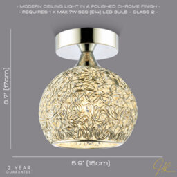 Happy Homewares Modern Polished Chrome Ceiling Light Fitting With Twisting Metal Shade - thumbnail 6