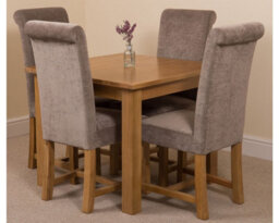 That's Furniture Oslo 90 X 90 Cm Oak Small Dining Table And 4 Chairs Dining Set With Washington Grey Fabric Chairs - thumbnail 1