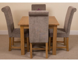 That's Furniture Oslo 90 X 90 Cm Oak Small Dining Table And 4 Chairs Dining Set With Washington Grey Fabric Chairs - thumbnail 2