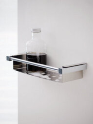 Cosmic Bathroom Shelf Rectangular, 22 Cm, Silver Gloss, Metal, Wall-Mounted, Metric Collection - thumbnail 2