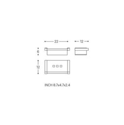Cosmic Bathroom Shelf Rectangular, 22 Cm, Silver Gloss, Metal, Wall-Mounted, Metric Collection - thumbnail 5