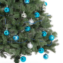 Tectake Christmas Baubles - 64-Piece Set In Silver And Blue  - Silver/blue - thumbnail 4