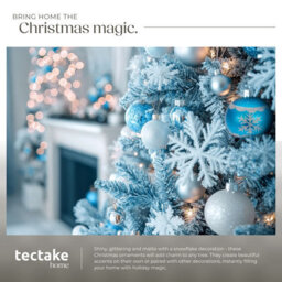 Tectake Christmas Baubles - 64-Piece Set In Silver And Blue  - Silver/blue - thumbnail 7