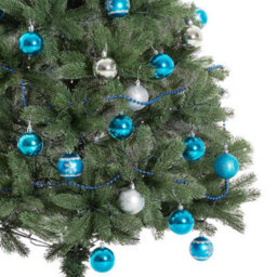 Tectake Christmas Baubles - 64-Piece Set In Silver And Blue  - Silver/blue - thumbnail 3