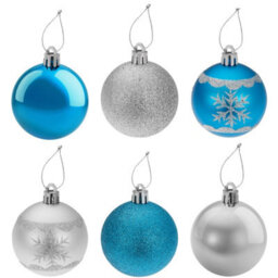 Tectake Christmas Baubles - 64-Piece Set In Silver And Blue  - Silver/blue - thumbnail 2