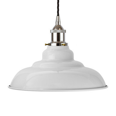 Pale Grey St Edmund's Painted Dome Pendant Light With Nickel Lamp Holder And Black Twisted Cable - Se Home - image 1
