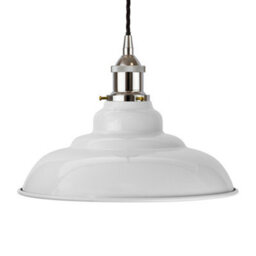Pale Grey St Edmund's Painted Dome Pendant Light With Nickel Lamp Holder And Black Twisted Cable - Se Home - thumbnail 1