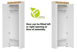 Impact Furniture Slim Single Wardrobe Hallway 1 Door Unit Modern White Gloss Oak Effect Storage Cabinet Holten - thumbnail 5