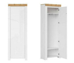Impact Furniture Slim Single Wardrobe Hallway 1 Door Unit Modern White Gloss Oak Effect Storage Cabinet Holten - thumbnail 1