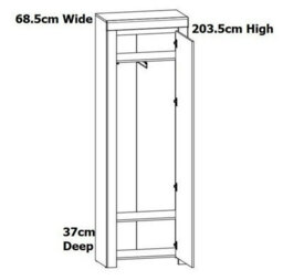 Impact Furniture Slim Single Wardrobe Hallway 1 Door Unit Modern White Gloss Oak Effect Storage Cabinet Holten - thumbnail 7
