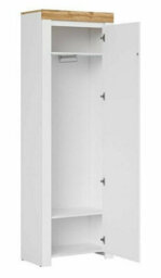 Impact Furniture Slim Single Wardrobe Hallway 1 Door Unit Modern White Gloss Oak Effect Storage Cabinet Holten - thumbnail 3