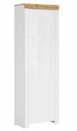 Impact Furniture Slim Single Wardrobe Hallway 1 Door Unit Modern White Gloss Oak Effect Storage Cabinet Holten - thumbnail 2