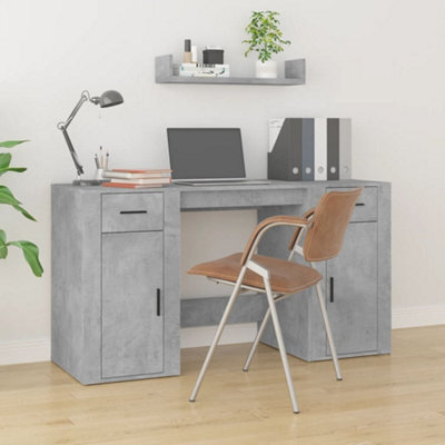 Berkfield Desk With Cabinet Concrete Grey Engineered Wood - image 1
