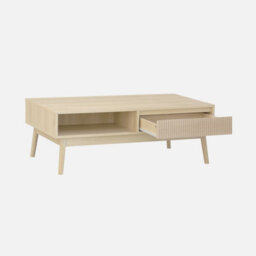 Sweeek - Grooved Wood Detail Coffee Table Linear Natural 110X59X39 Cm - thumbnail 4
