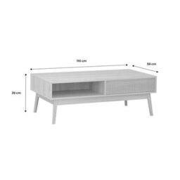 Sweeek - Grooved Wood Detail Coffee Table Linear Natural 110X59X39 Cm - thumbnail 6