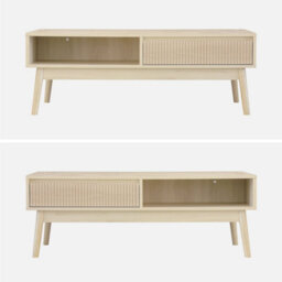 Sweeek - Grooved Wood Detail Coffee Table Linear Natural 110X59X39 Cm - thumbnail 2