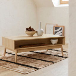 Sweeek - Grooved Wood Detail Coffee Table Linear Natural 110X59X39 Cm - thumbnail 9
