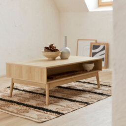 Sweeek - Grooved Wood Detail Coffee Table Linear Natural 110X59X39 Cm - thumbnail 8