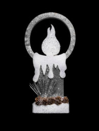 Shatchi 31Cm Christmas Pre Lit Candle Battery Operated Glitter Foam Snow Covered Finish Table Decoration Red, Grey - thumbnail 2