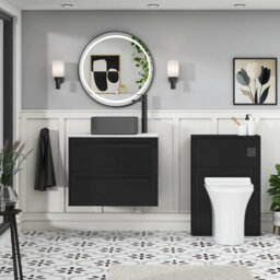 Royal Bathrooms Royal Bathroom Elmore 700mm Matt Nocturne Black Wall Mounted Countertop Bathroom Vanity Unit 2 Drawer With Art Square Basin - thumbnail 5