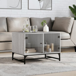 Berkfield Coffee Table With Glass Doors Grey Sonoma 68.5X50X50 Cm - thumbnail 1