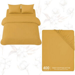 Pamposh Luxury 3Pc Egyptian Cotton Single Duvet Cover Set With Zipper, Corner Ties, Matching Pillowcase & Fitted Sheet Full Bedding Set - thumbnail 1