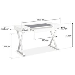 Homeology Adonis Gloss White And Chrome Legs Ergonomic Home Office Luxury Computer Desk - thumbnail 5
