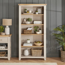 The Furniture Market Cheshire Dove Grey Painted Large Tall Bookcase - thumbnail 2