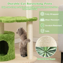 Costway 97Cm Tall Cat Tree Wooden Cat Climbing Stand 3-Layer Cat Activity Center - thumbnail 7