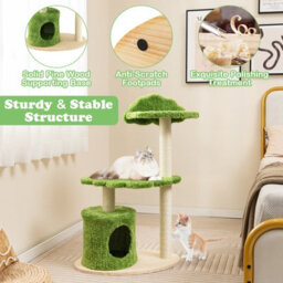 Costway 97Cm Tall Cat Tree Wooden Cat Climbing Stand 3-Layer Cat Activity Center - thumbnail 6