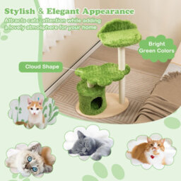 Costway 97Cm Tall Cat Tree Wooden Cat Climbing Stand 3-Layer Cat Activity Center - thumbnail 9