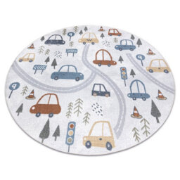 RugsX Carpet Bono 8436 Circle Cars, Street Cream / Light Grey  Circle 120 Cm - thumbnail 4