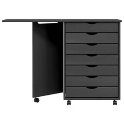 Walplus Rolling Cabinet With Desk Moss Grey Solid Wood Pine - thumbnail 5