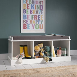 Nöa & Nani Noa & Nani Storage Bench With 3 Storage Cubes In Classic White Stockholm - thumbnail 2