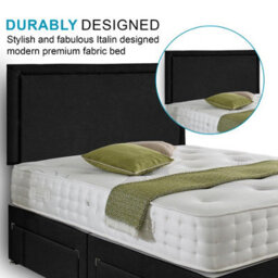 Dining Tables Seoul Matching Headboard Divan Set, 2 Drawer On Same Side With Sprung 1500 Comfort Mattress - Plush Black  - Double - thumbnail 3