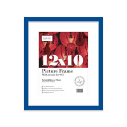 "12X10"" Blue Frame With Mount For 9X7"" Pictures 20mm Thin Edge Portrait And Landscape Display With Wall Hooks And Kickstand" - thumbnail 1