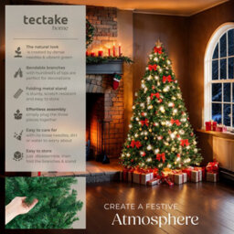 Tectake Christmas Tree Dasher - Artificial Christmas Tree In Green With Lifelike Look - 210 Cm - Green - thumbnail 2