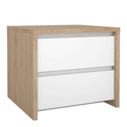 Wyld Haus Salzburg Bedside Table, White Gloss & Natural Oak Effect, 2 Drawers - thumbnail 3