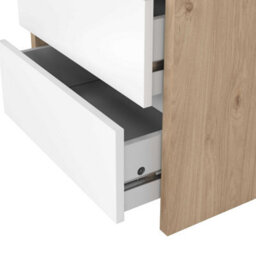 Wyld Haus Salzburg Bedside Table, White Gloss & Natural Oak Effect, 2 Drawers - thumbnail 9