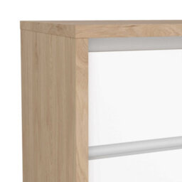 Wyld Haus Salzburg Bedside Table, White Gloss & Natural Oak Effect, 2 Drawers - thumbnail 8