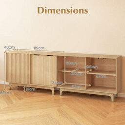 Buffet Cabinet With Fluted Sideboard And Adjustable Shelves - thumbnail 2
