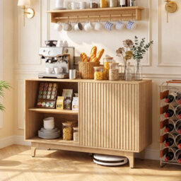 Buffet Cabinet With Fluted Sideboard And Adjustable Shelves - thumbnail 3