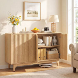 Buffet Cabinet With Fluted Sideboard And Adjustable Shelves - thumbnail 6